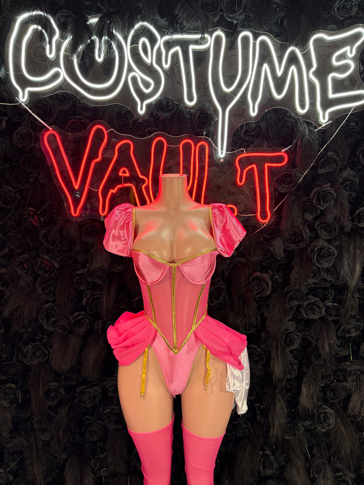 Hot Pink Fantasy Princess Costume Set women's adult Halloween costume front view - Costume Vault