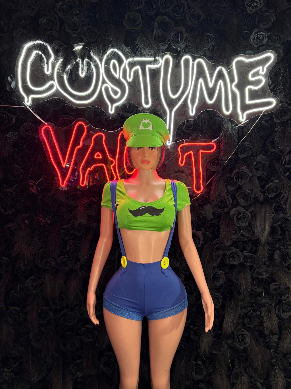 Green Video Game Plumber Costume Set women's adult Halloween costume front view - Costume Vault