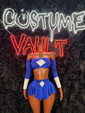Blue and White Superhero Costume Skirt Set – Women’s Halloween Cosplay & Clubwear Costume