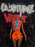 Orange Stone Age Cavewoman Costume Set women's adult Halloween costume front view - Costume Vault