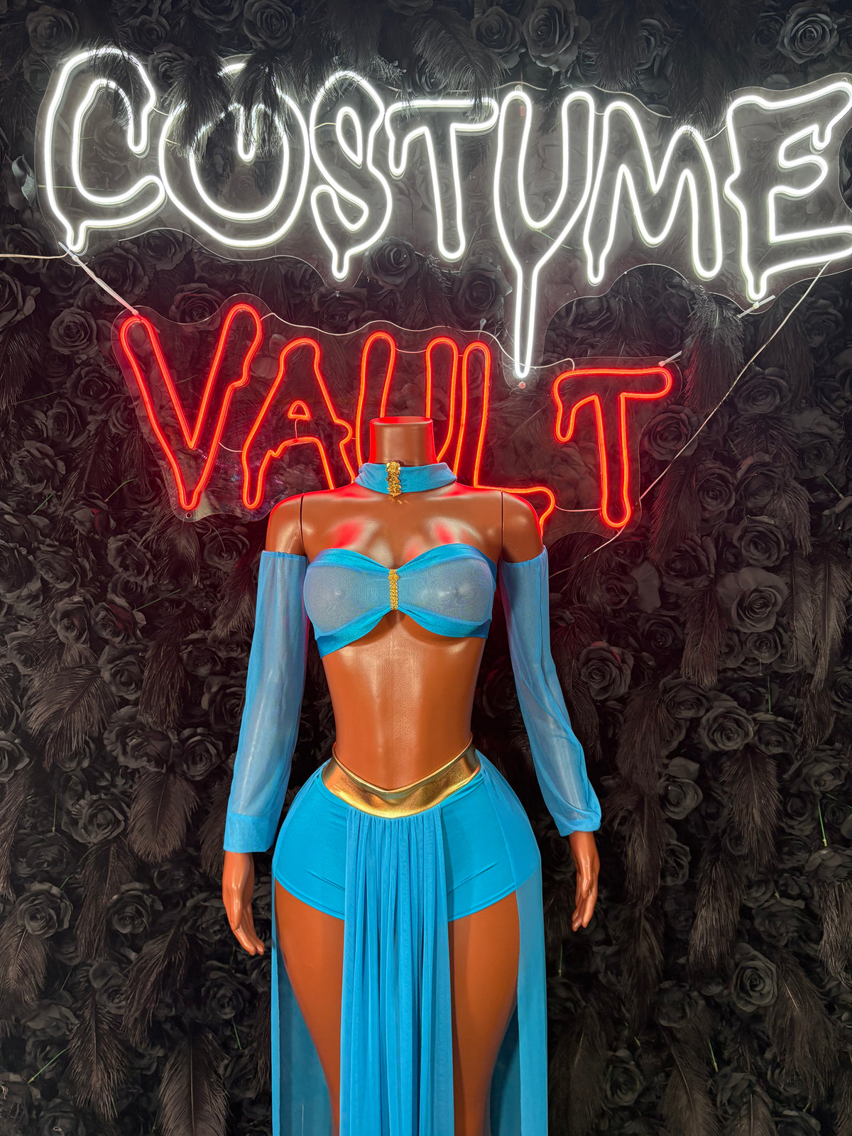 Women's Turquoise Gold Fantasy Princess Costume – Adult Halloween Cosplay Outfit