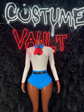 Blue White Sailor Bodysuit Costume women's adult Halloween costume front view - Costume Vault