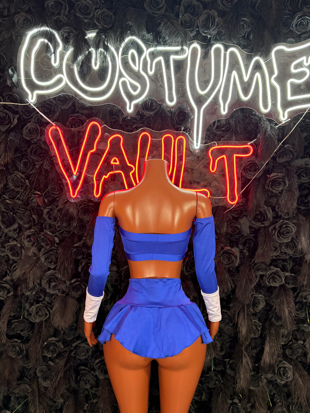 Blue and White Superhero Costume Skirt Set – Women’s Halloween Cosplay & Clubwear Costume