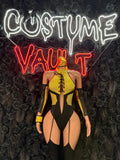 Yellow Black Striped Insect Bodysuit Costume women's adult Halloween costume front view - Costume Vault
