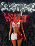 White Red Cheerleader Costume Set women's adult Halloween costume front view - Costume Vault