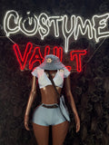 Blue Gray Fuzzy Mouse Costume Set women's adult Halloween costume front view - Costume Vault