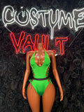 Women's Neon Green Belted Bodysuit Costume – Adult Cosplay Halloween Outfit