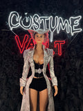 Silver Snow Queen Costume Set with Long Coat women's adult Halloween costume front view - Costume Vault