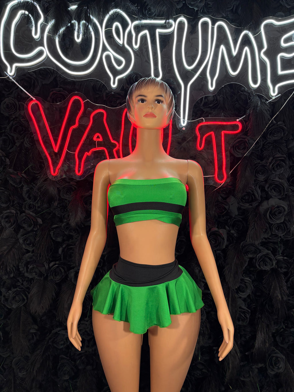 Women's Green Mini Skirt Costume Set – Adult Halloween Cosplay Outfit
