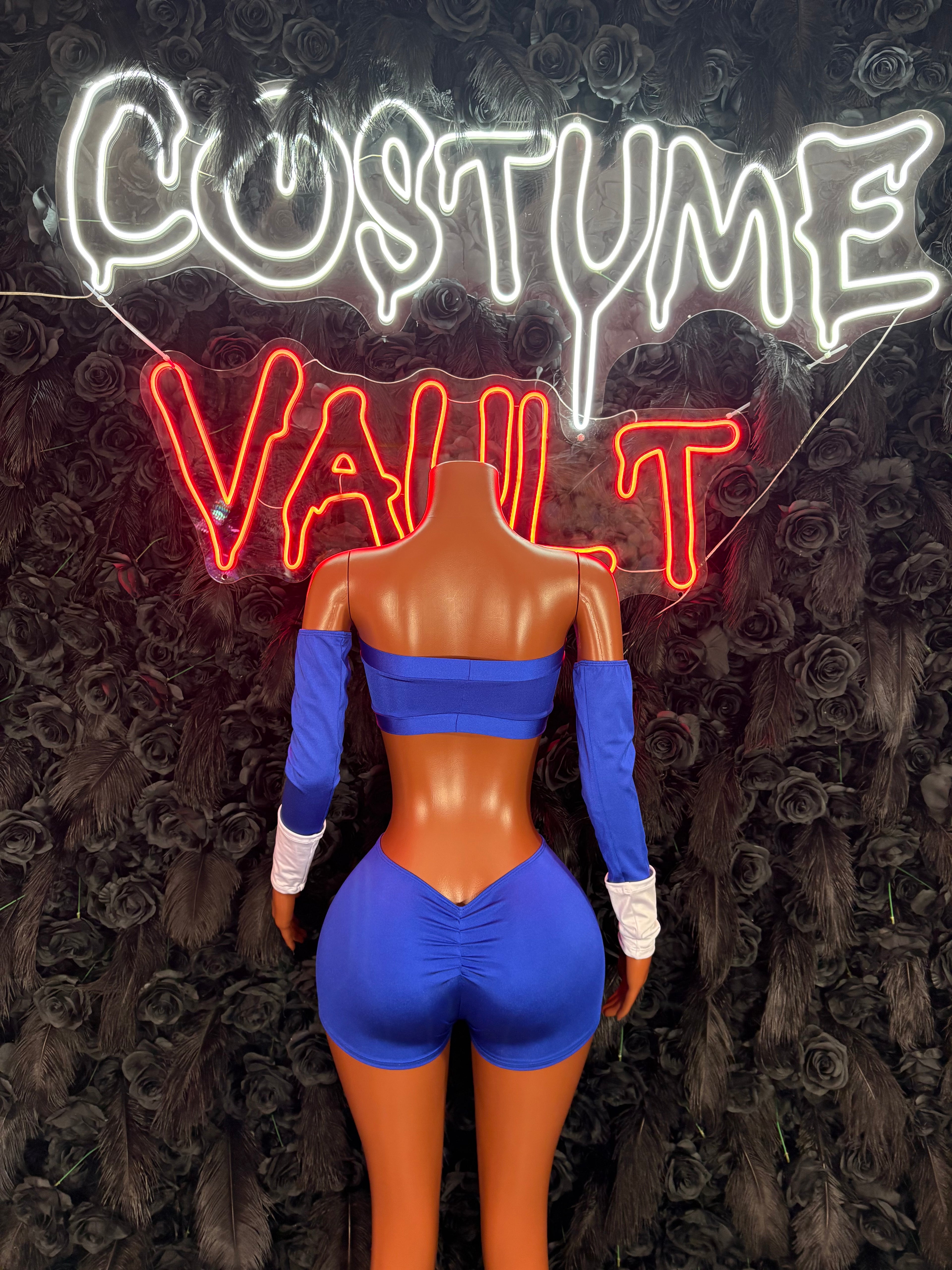 Blue Superhero Bottlegirl Two Piece Set – Halloween Costume, Cosplay & Clubwear
