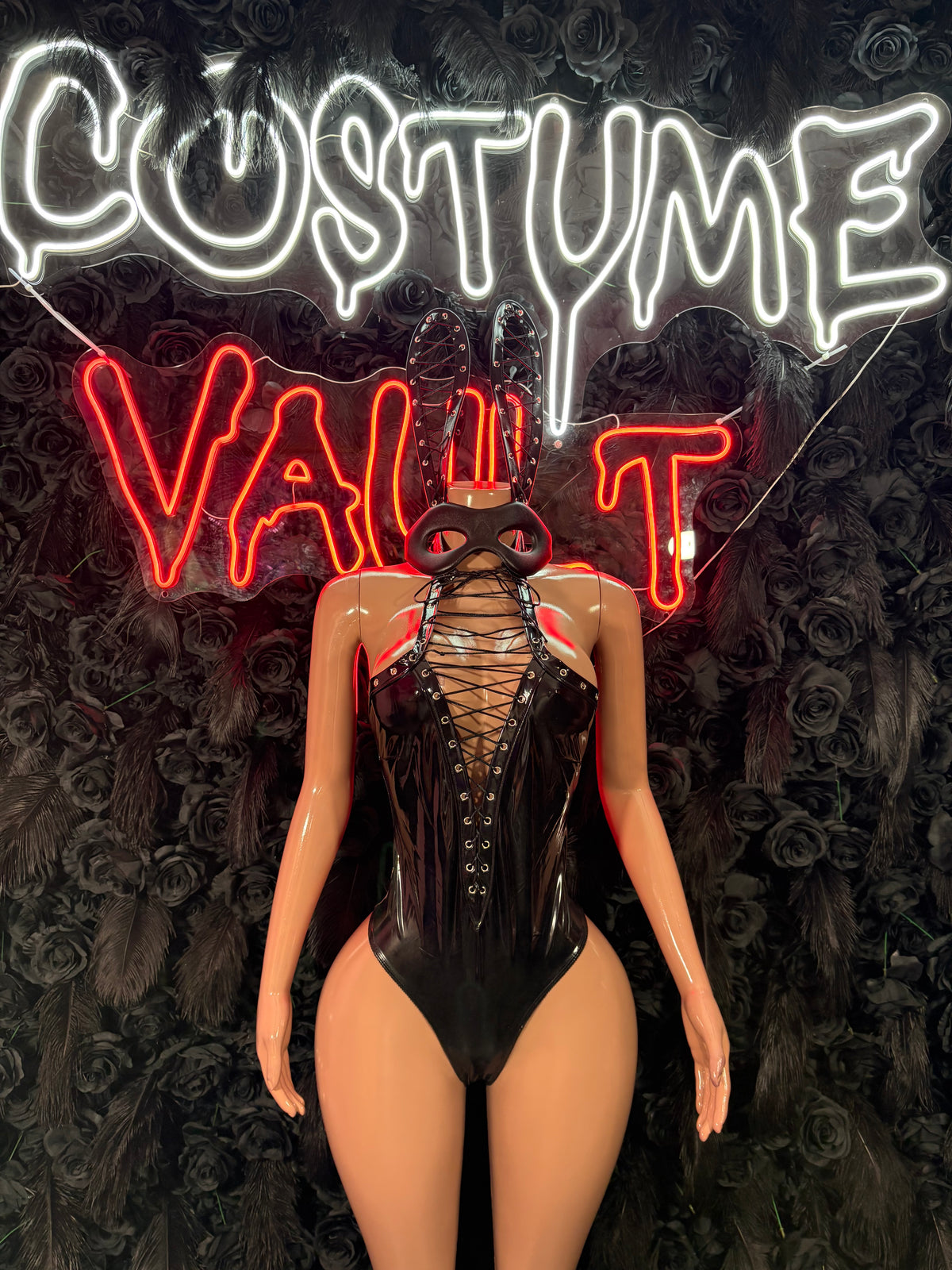 Black Goth Bunny Bottlegirl Bodysuit – Halloween Costume, Cosplay & Clubwear