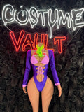 Retro Mystery Girl Bottlegirl Bodysuit – Purple Pink Halloween Costume & Clubwear
