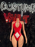 Red Diamond Cutout Bodysuit Costume women's adult Halloween costume front view - Costume Vault