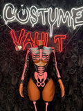 Pink Skeleton Print Bodysuit Costume women's adult Halloween costume front view - Costume Vault