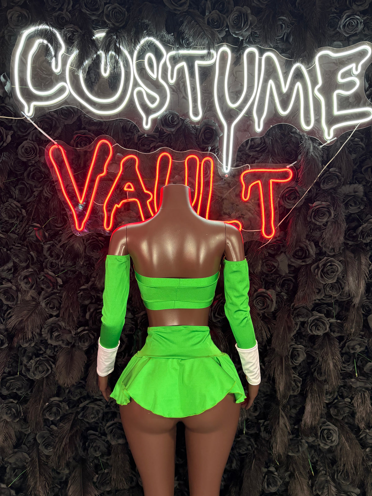 Green and White Superhero Costume Skirt Set – Women’s Halloween Cosplay & Clubwear Costume