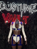 White & Blue Space Cadet Costume Set - Futuristic Two Piece Outfit front view - Costume Vault