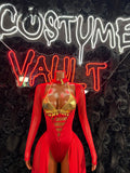 Red and gold royal dancer inspired adult Halloween cosplay costume front view - Costume Vault