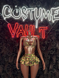 Camouflage Military Crop Top and Shorts Costume women's adult Halloween costume front view - Costume Vault
