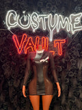 Red Black Gothic Mini Dress Costume women's adult Halloween costume front view - Costume Vault