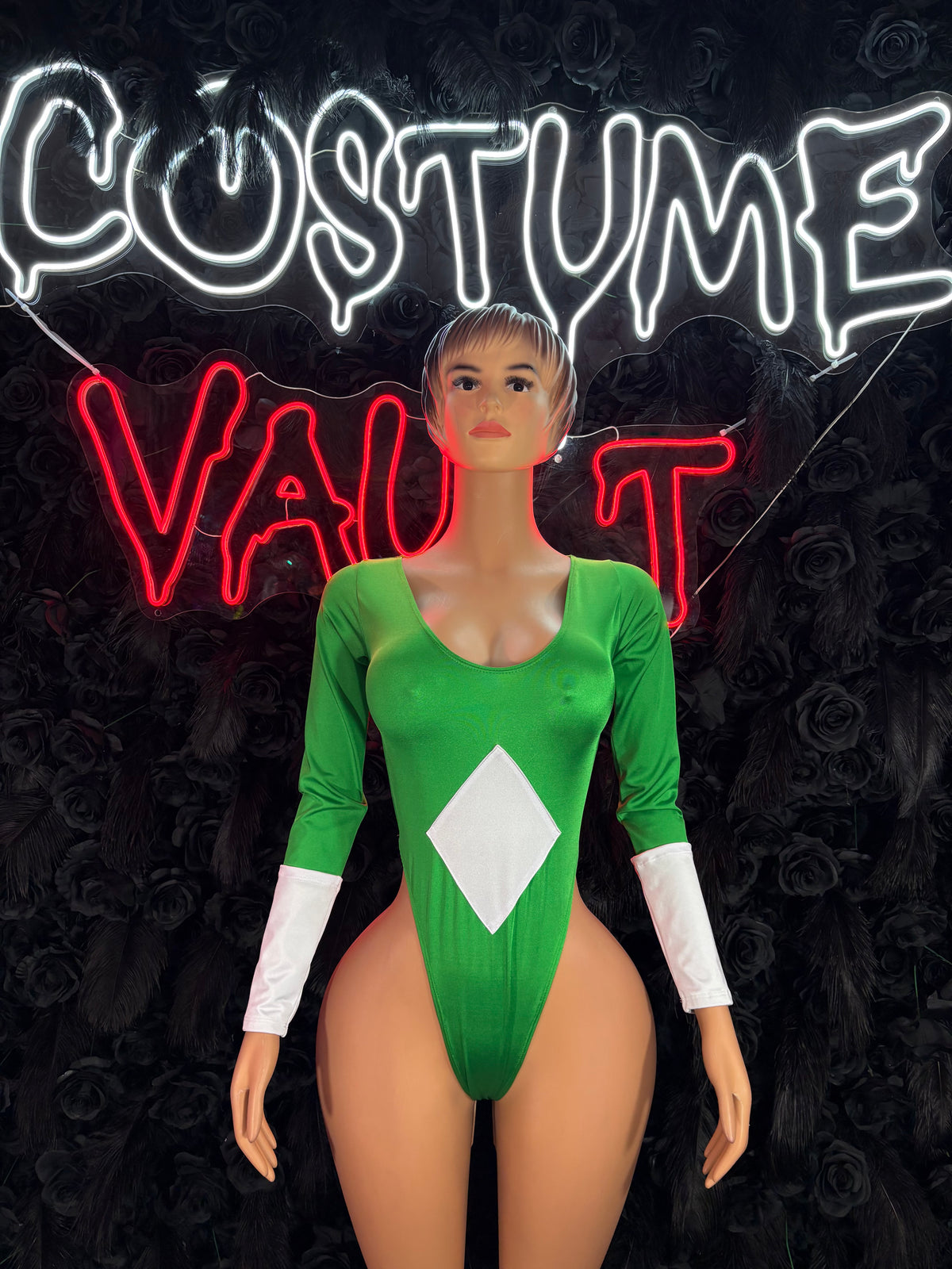 Green Superhero Bottlegirl Bodysuit – Halloween Costume, Cosplay & Clubwear