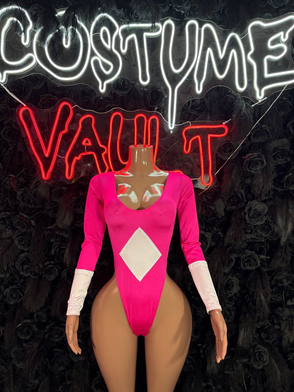 Pink Superhero Bottlegirl Bodysuit – Halloween Costume, Cosplay & Clubwear