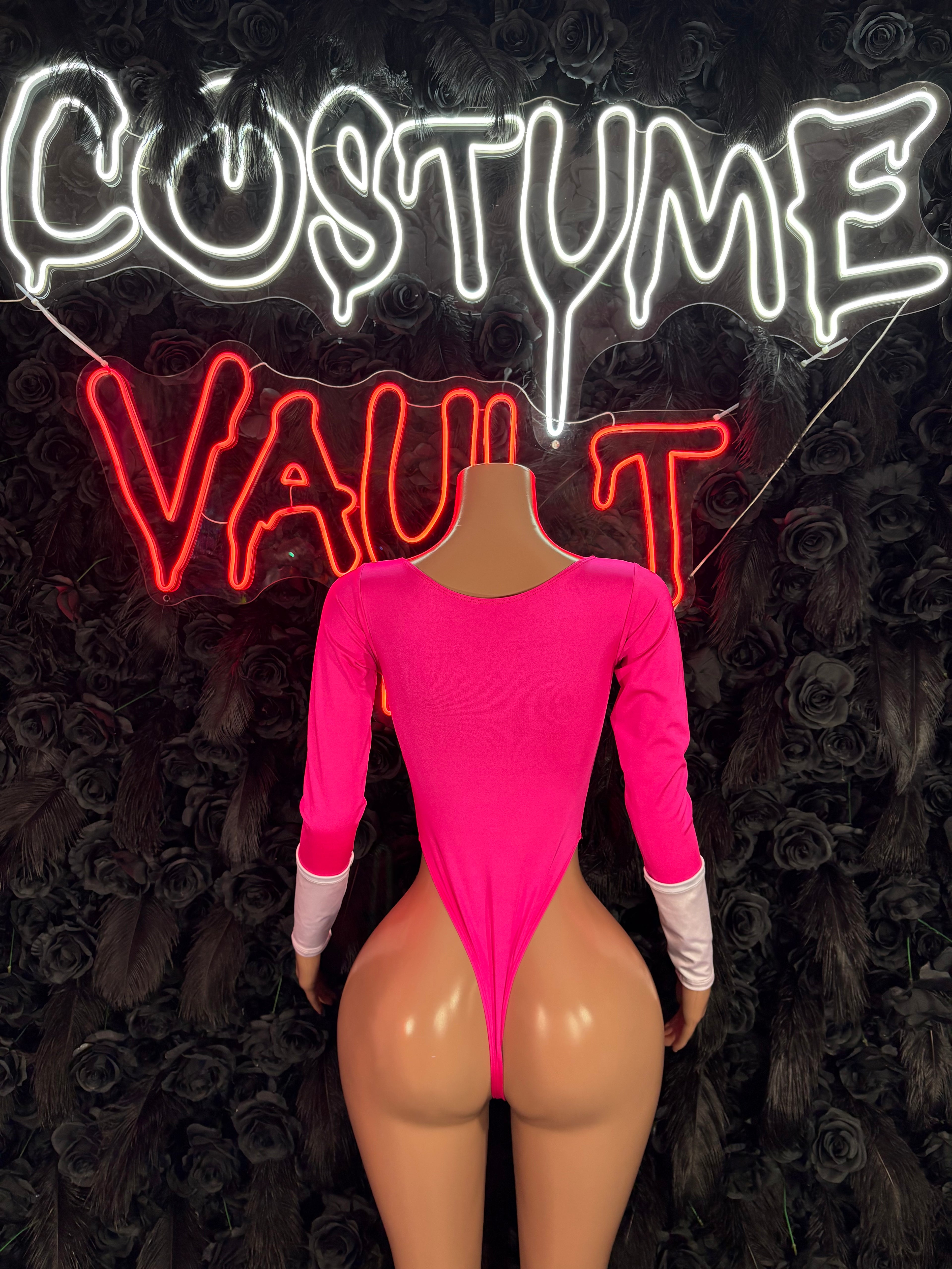 Pink Superhero Bottlegirl Bodysuit – Halloween Costume, Cosplay & Clubwear