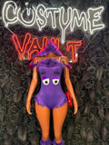 Purple Fuzzy Character-Inspired Bodysuit Costume - Hooded One Piece Set front view - Costume Vault